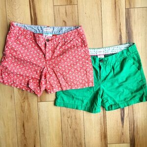 Merona Shorts Kelly Green Red Orange Pattern Bundle 2 Pairs Size 4